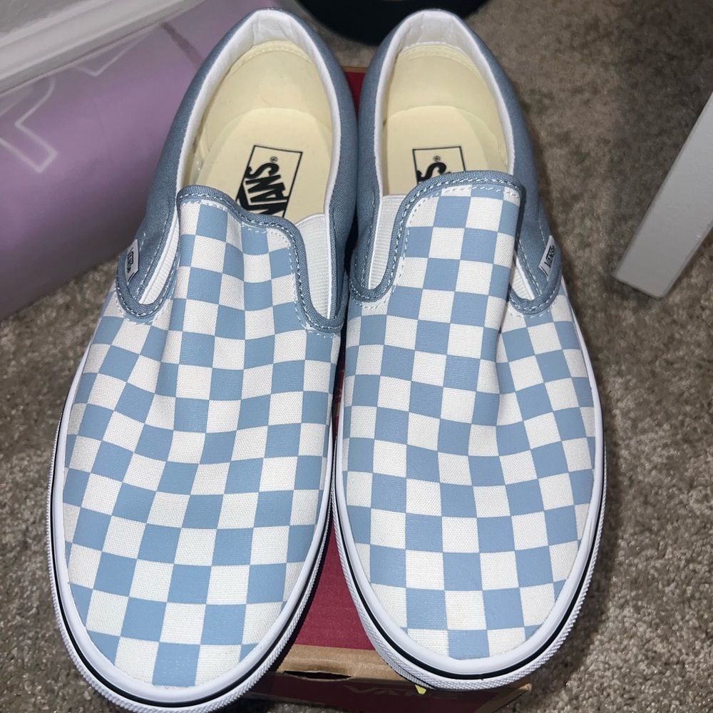 Checkered blue vans